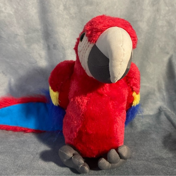 Red Macaw Parrot Plush Stuffed Animal Blue Yellow Tropics Bird Burn Zoo - Picture 2 of 10